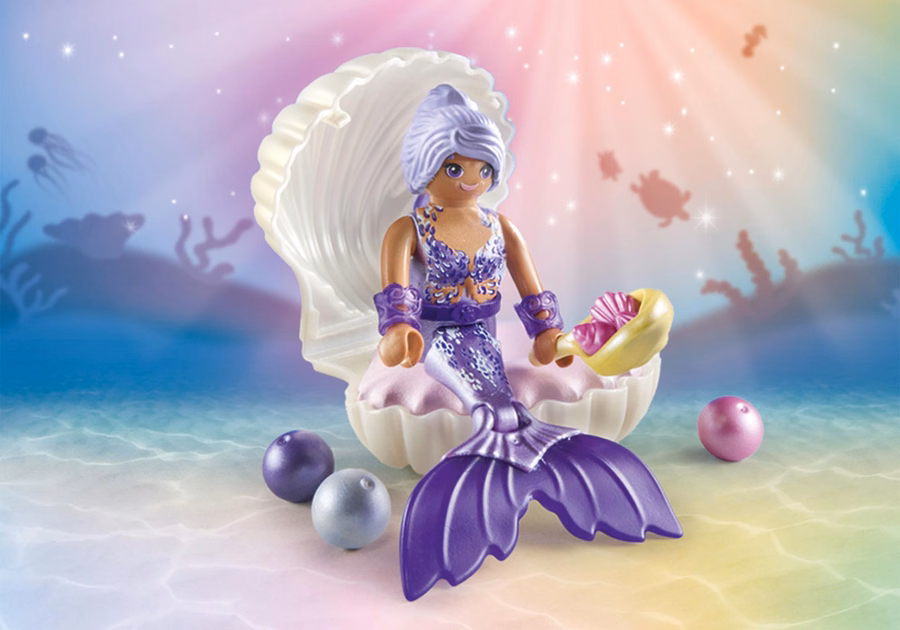 Sirène avec coquillage nacré