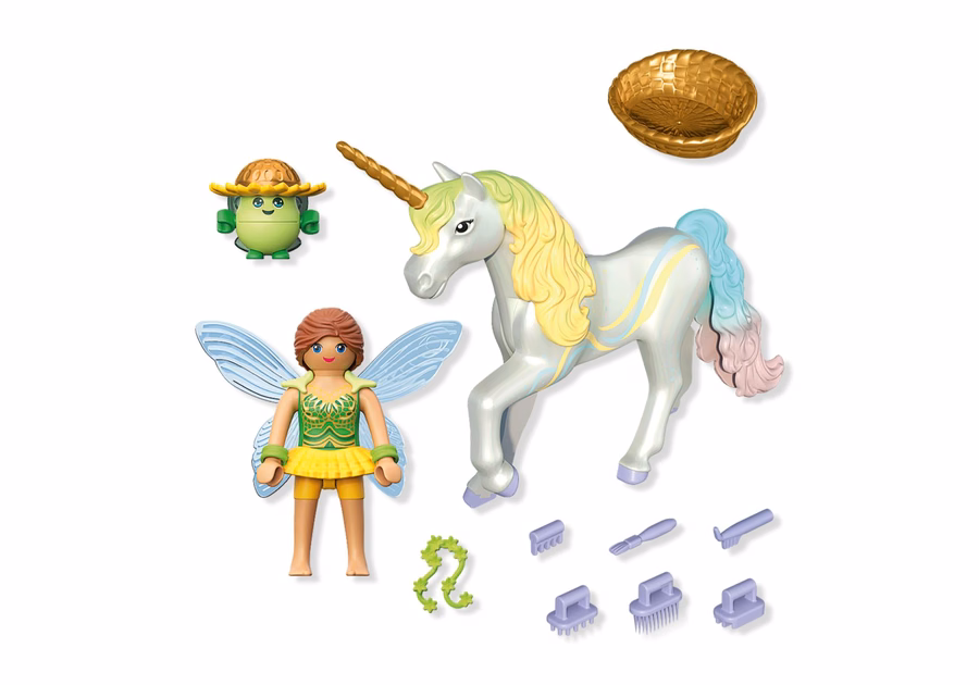 Licorne de collection : Fleur arc-en-ciel avec fée
