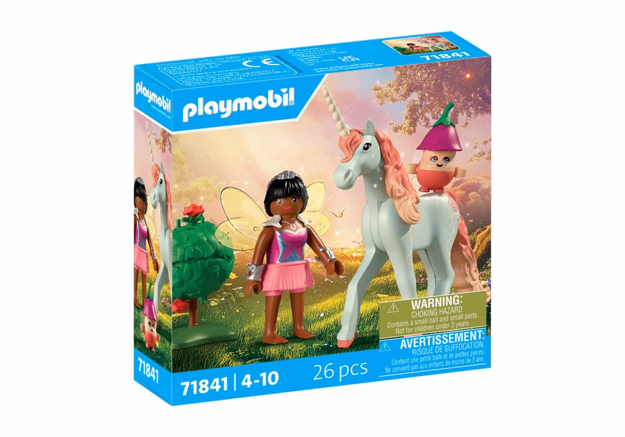 Licorne de collection : Rose céleste avec fée