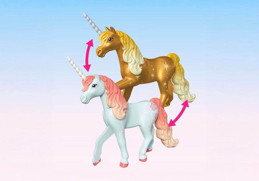 Licorne de collection : Rose céleste avec fée