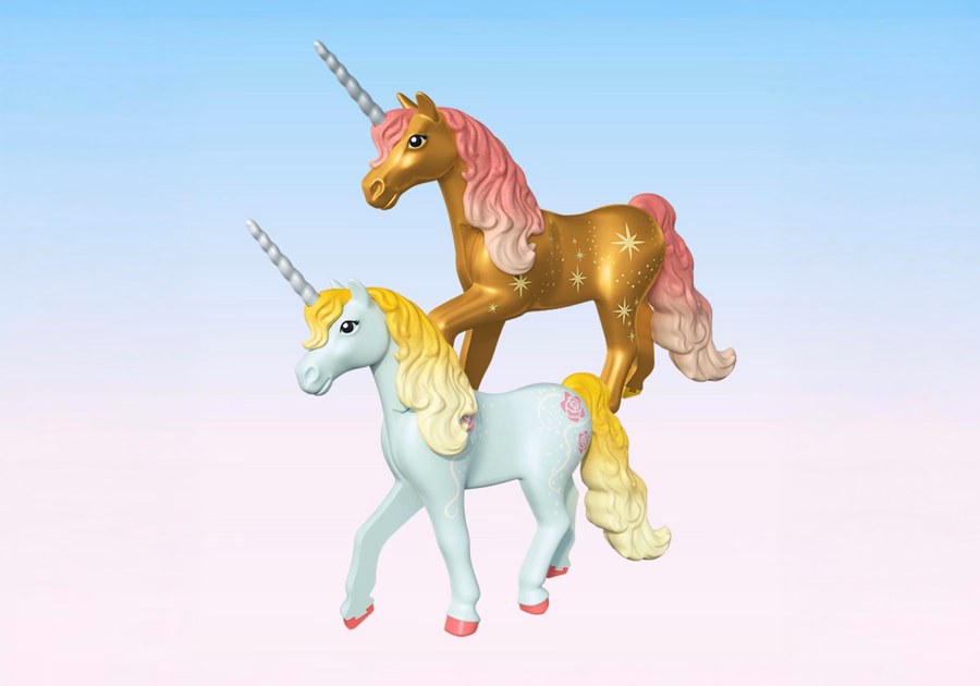 Licorne de collection : Rose céleste avec fée