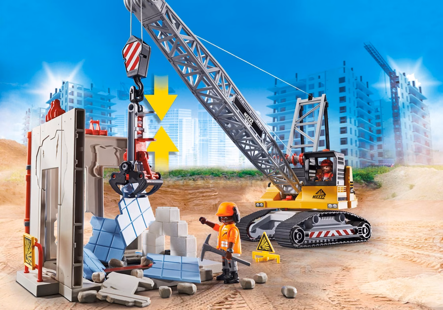 Excavatrice à câble avec section de bâtiment