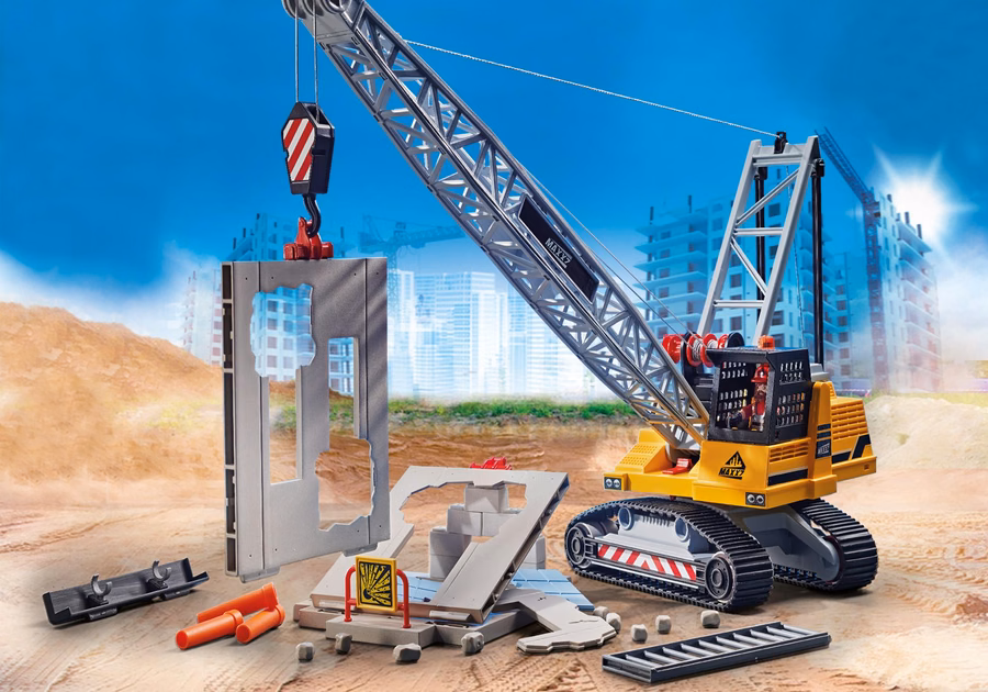 Excavatrice à câble avec section de bâtiment