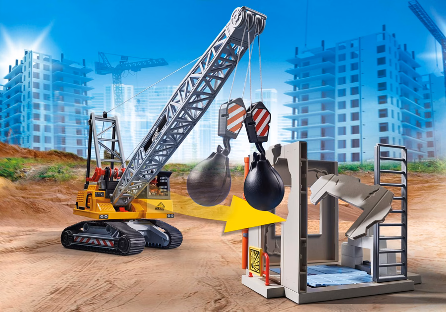 Excavatrice à câble avec section de bâtiment