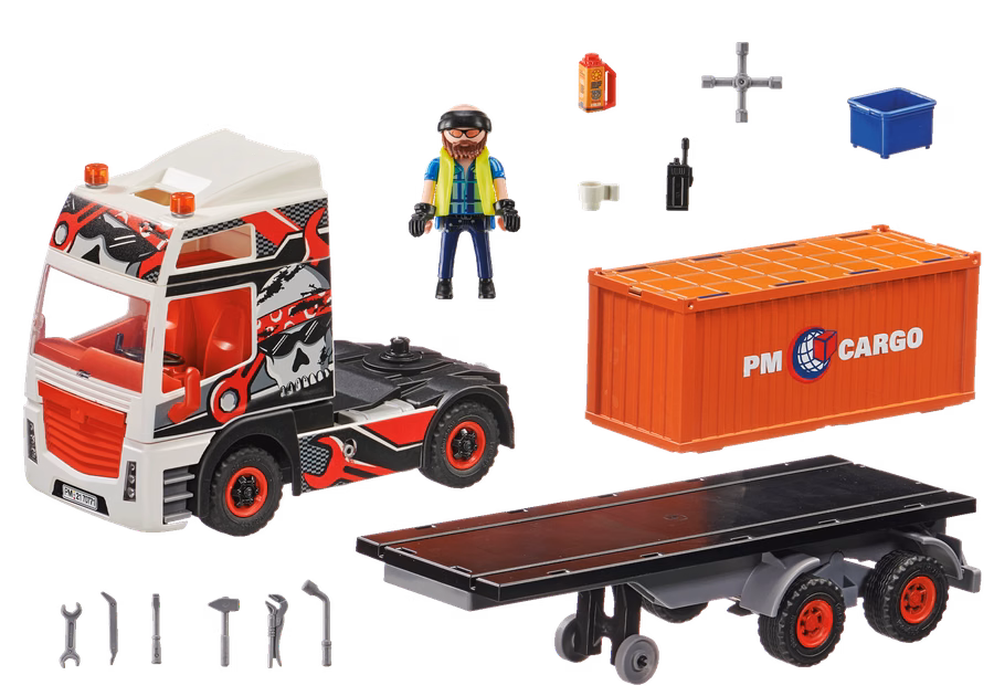 Camion avec conteneur de marchandises